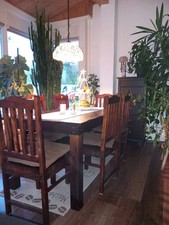 Esstisch mit 6 Stühlen, hochwertiger Kolonialstil Akazienholz Speisezimmer