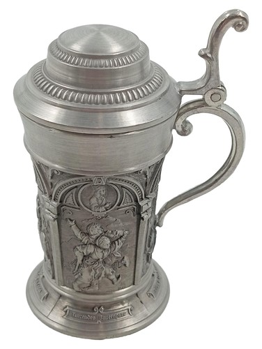 Zinnkrug mit deckel relief - zinnkrug,