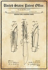 mrdeco Blechschild 30x40cm gewölbt Patent Entwurf Jagd Messer 1903 gewölbt