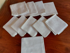 10X VINTAGE SERVIETTEN STOFF MUSTER WEISS MIT MONOGRAMM