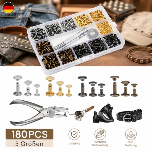 180pcs leder nieten und - 180pcs,