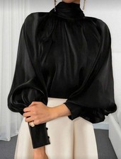 Stehkragen Satin Seide Bluse