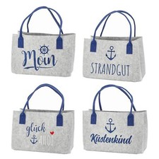 Filztasche Tragetasche Maritim Stickerei Aufbewahrungskorb Henkeltasche Shopper