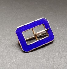 Alte Silber Brosche als Gürtelschnalle Silber 900 mit blauer Emaille alt