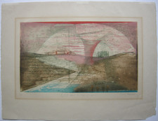 René Carcan (1925-1993) Vert dans la Campagne Aquatinta -Radierung signiert 1980