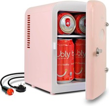 Koolatron Mini Kühlschrank Kompaktkühler Kosmetik Getränke Rosa 4L Schlafzimmer