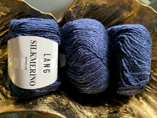 600 g Lang Yarns Silkmerino Wolle Seide Dunkelblau Blau Marine 150 m/50g