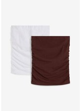 2er Pack Bandeau-Top Gr. 36/38 Terrabraun + Weiß Damen Sommertop Shirt Neu