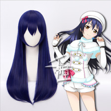 LoveLive! Sonoda Umi Cosplay Perücke lang dunkelblau Haare Partyhaar hitzebeständig