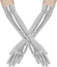 Lackleder Handschuhe Damen Lang Elegant Party Oper Abendhandschuhe Schwarz