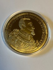 Gigant-Medaille 70 mm 100 Gold Dukaten 1621 Sigismund III Replik vergoldet PP