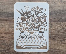Schablone Schreibmaschine Blumen ST-1010556  Wandtattoo Vintage Stencil Malerei
