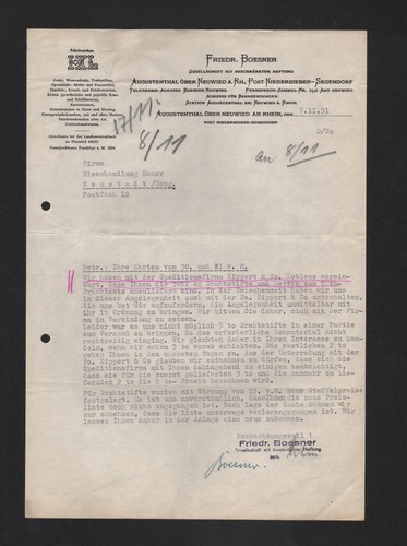Augustenthal brief 1951 - brief,