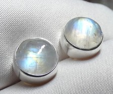 ? Mondstein Ohrstecker 9 mm – Echt 925 Silber  & elegant schimmernd ?