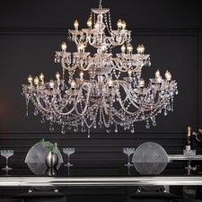 Barock Kronleuchter CRYSTAL 120cm Acryl klar 30-armig Lüster Deckenleuchte Lampe