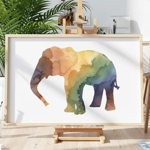 Elefant safari schablone - safari, v3