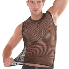 Herren Netz T-Shirt M-XXL Durchsichtig Hemd Tank Top sexy Party schwarz "Nico"