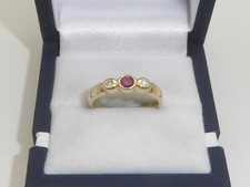 585 Gelbgold 14K Gold Ring Diamant Rubin Verlobungsring  RG 52 - 16,5 mm 7866