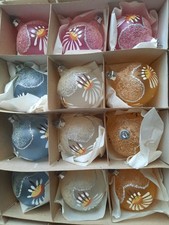 12  LAUSCHA Weihnachtskugeln alt transparent farbig  Handbemalt  Ø 5cm UNBENUTZT