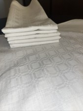 6 x Stoffservietten Weiß Damast Servietten Baumwolle Mundservietten * Vintage
