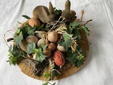 Osterdeko auf Holzscheibe