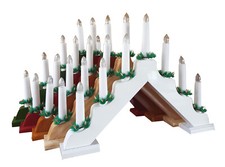 Holz Kerzenbrücke Schwibbogen Lichterbogen mit 7 Kerzen warmweiß Weihnachten