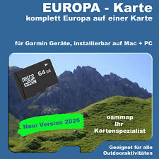 Europa Topo, 64 GB MicroSD-Karte für Garmin und installierbar auf MAC und PC