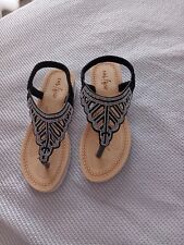 Damen Sandalen Sandaletten Leder Zehentrenner mit Glitzer Gr 38,5 schwarz neu