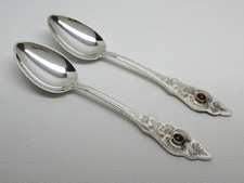 2 Teelöffel roter Stein Ostfriesenmuster R & B Robbe Berking 90 versilbert ║ i64