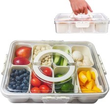 Rechteck Servierplatte Servierset Snackschale 8 Fächer Deckel Griff 31x21x6,5cm