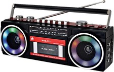 Retro 80er Kassettenrecorder Boombox mit Bluetooth, AM/FM/KW Radio, USB-Aufnahme