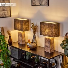 2er Set Schlaf Wohn Zimmer Leuchten Holzoptik Nacht Tisch Lese Lampen Schalter