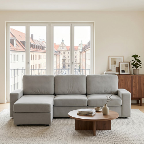 Ecksofa 245 5cm hellgrau - ecksofa, 245,5cm