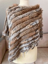 Toller Damen Poncho Beige Braun kuschelig 90% echt Pele (Kanninchen) Überwurf
