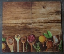 Glas Herdplatten 2er Gewürze Kochfeld Abdeckung Schneidebrett