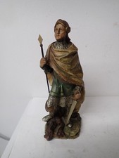 Schöne seltene alte Figur der heilige Georg aus Stuck gegossen + farbig gefasst