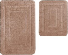 2 Tlg Badematte Badteppich Badvorleger Rutschfeste Grau Grün Graphit Beige Braun