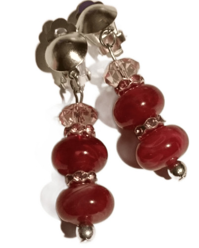 Ohrclips silberf bordeaux