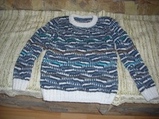 Selbsgestrickte Kinder Pullover, Gr. ca 134 cm, Wolle, Farbe: Mehrfarbig, n