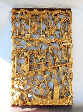 Chin. Holzwandbild geschnitzt