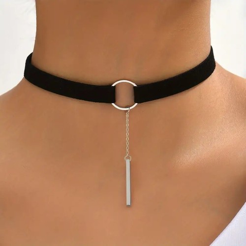 Halsband choker samtband charm - halsband,
