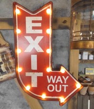 BAR PUB LEUCHT PFEIL EXIT AUSGANG SCHILD BISTRO KNEIPE VINTAGE RETRO 62cm NEU