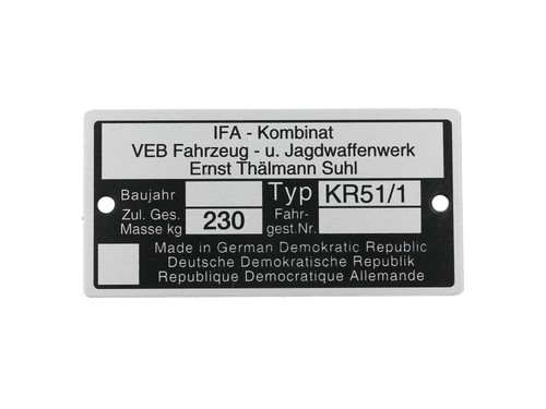 Typenschild kr51 - typenschild, kr51/1