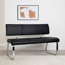 Esszimmerbank Polsterbank Sitzbank mit Rückenlehne Küchenbank Kunstleder schwarz