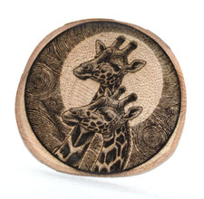 Kühlschrankmagnet Giraffe Brandmalerei Tier 6-7cm Bild Holzbild pyrography
