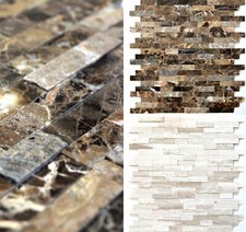 Selbstklebende Mosaikfliesen Marmor Wanddekor 3D-Fliesenspiegel einfache Montage