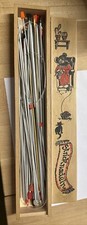 Vintage Stricknadelbox 60er/70er Jahre Oma & Katze + Stricknadeln + Häkeln
