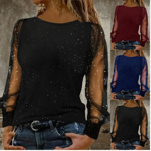 Damen mesh langarm shirt - langarm, t-shirt