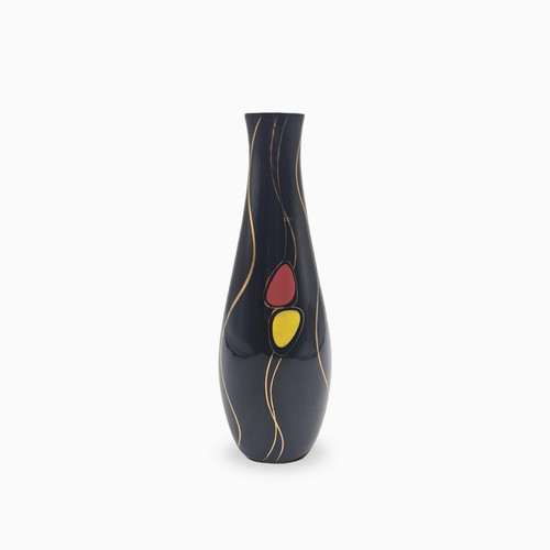 Vintage schwarzglas vase - schwarzglas, |