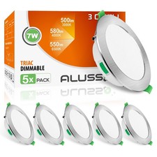 5er 7W 90-100mm ALUSSO LED Einbaustrahler Dimmbar CCT Nickel Spots Deckenleuchte